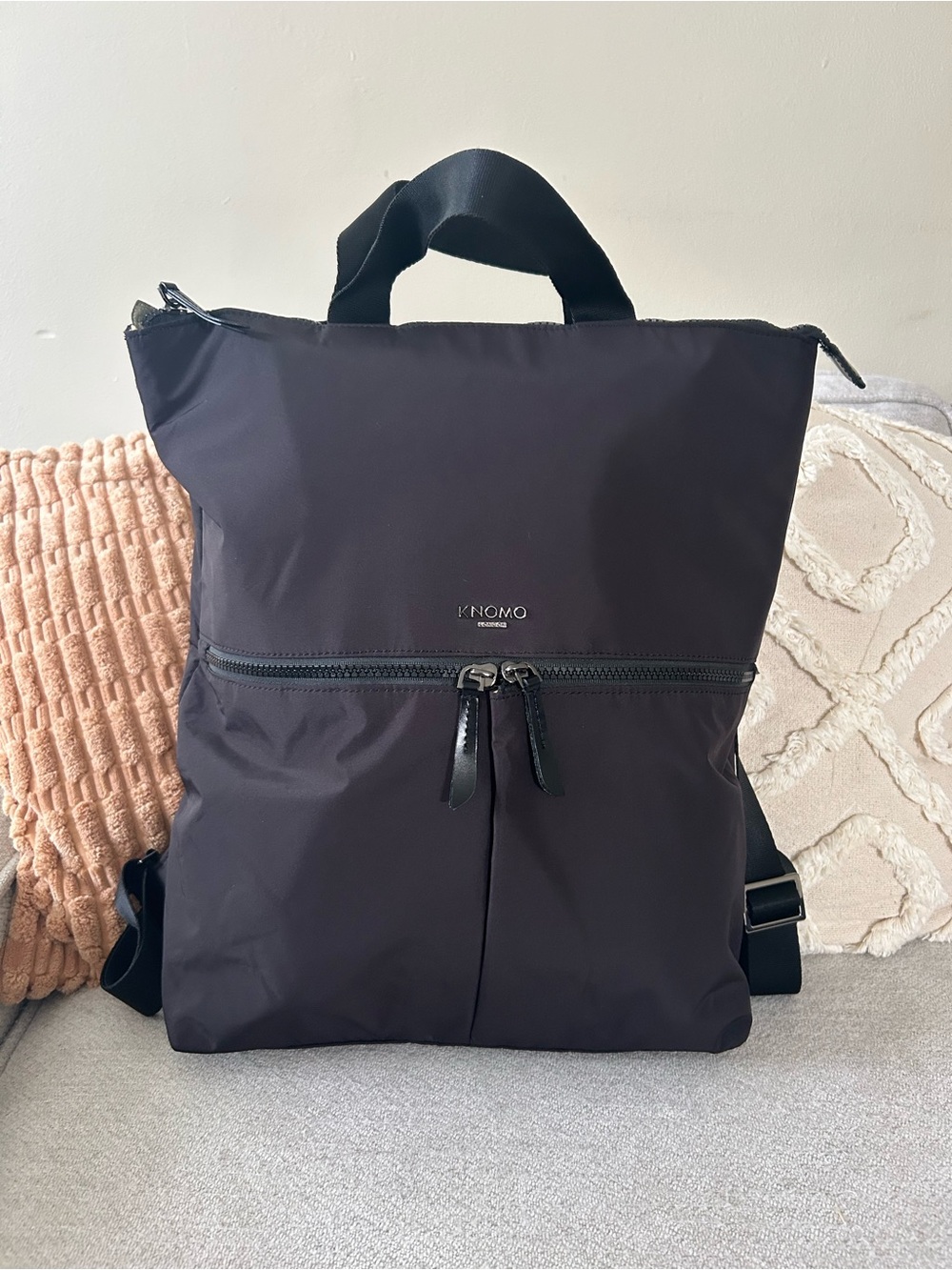 Knomo London Convertible Laptop Tote Backpack Black